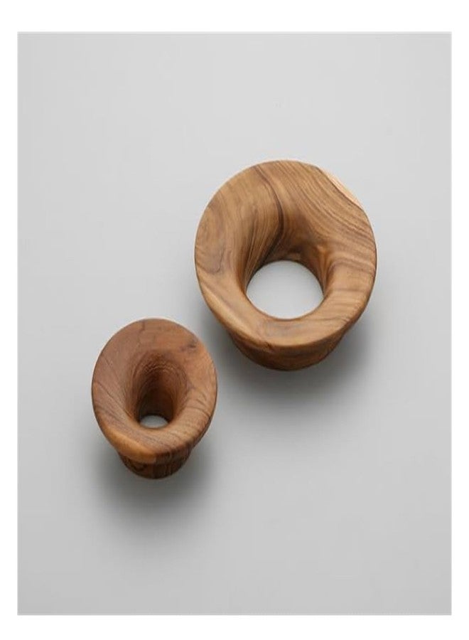 Fittingo Heavy Duty Teakwood Door Handles for Main Door, Cabinet, Wardrobe, Drawer | Round Wooden Pull Push Handle Set Hardware for Home & Office - Pack of 1 (4" x 4") - Image 1